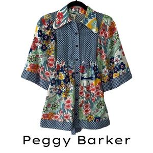 ✨HOST PICK✨ VINTAGE PEGGY BARKER FLORAL PRINT BLOUSE WITH 3/4 BELL SLEEVES